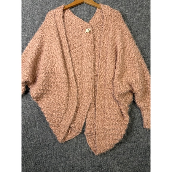 entro Sweaters - Entro Cozy Textured Knit Cocoon Cardigan Wrap Womens L‎ Pink Open Front Sweater